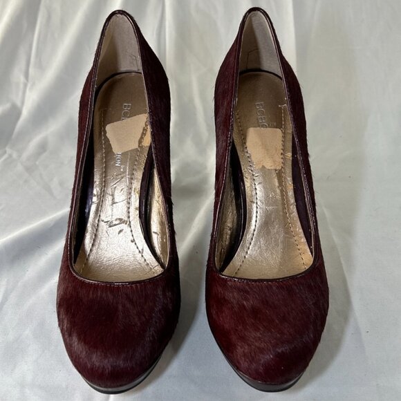 BCBGeneration Tinas2 Heels Burgundy Red Maroon Platform Women’s Sz 7.5B Faux Fur - Picture 2 of 15
